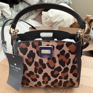 Kate Spade Leopard Print Satchel - Black and Brown